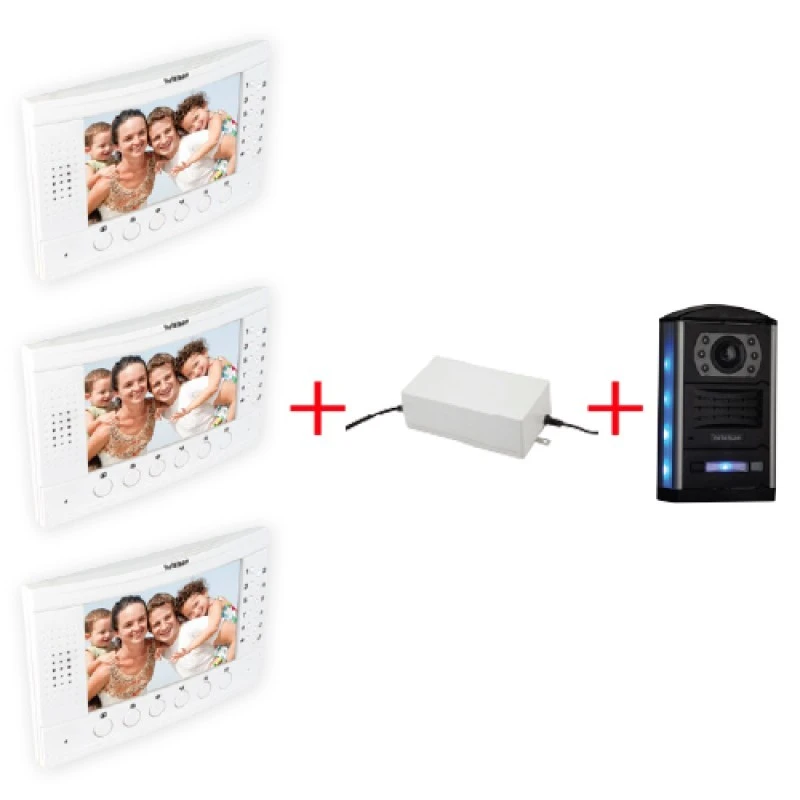 SWORDER 7” Renkli Dokunmatik LCD Görüntülü Villa Kitler Obsidian(Üçlü)